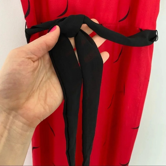 Vintage 70s 80s Dress Womens Size XS Red Black Knee Length Lightweight Knit - Picture 6 of 14